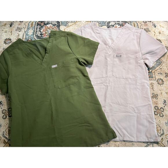Figs Scrub tops Two Nurse Medical shirts Size XS - Picture 1 of 8